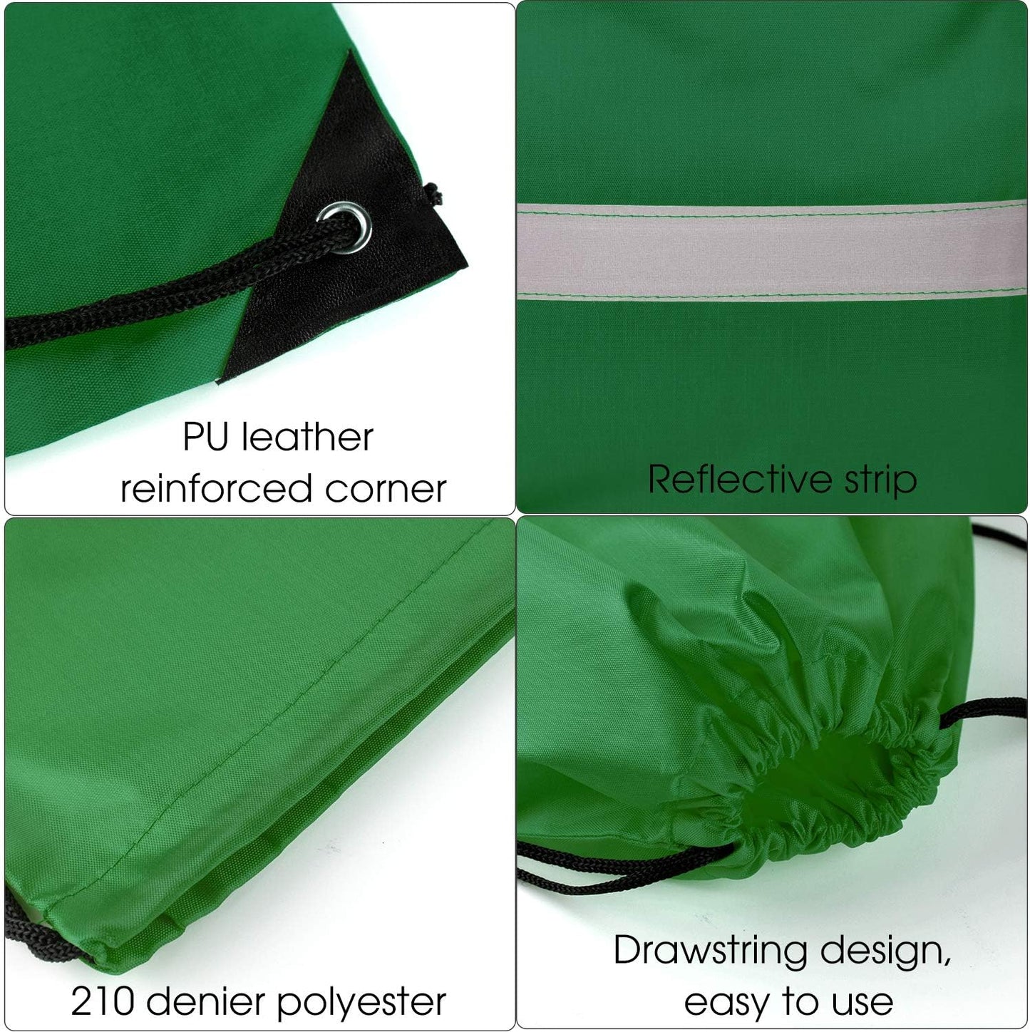 KUUQA 15 Pack Drawstring Backpack Bag Bulk Reflective Backpack String Bags Cinch Sack Backpack for Team Yoga Sport Gym Traveling