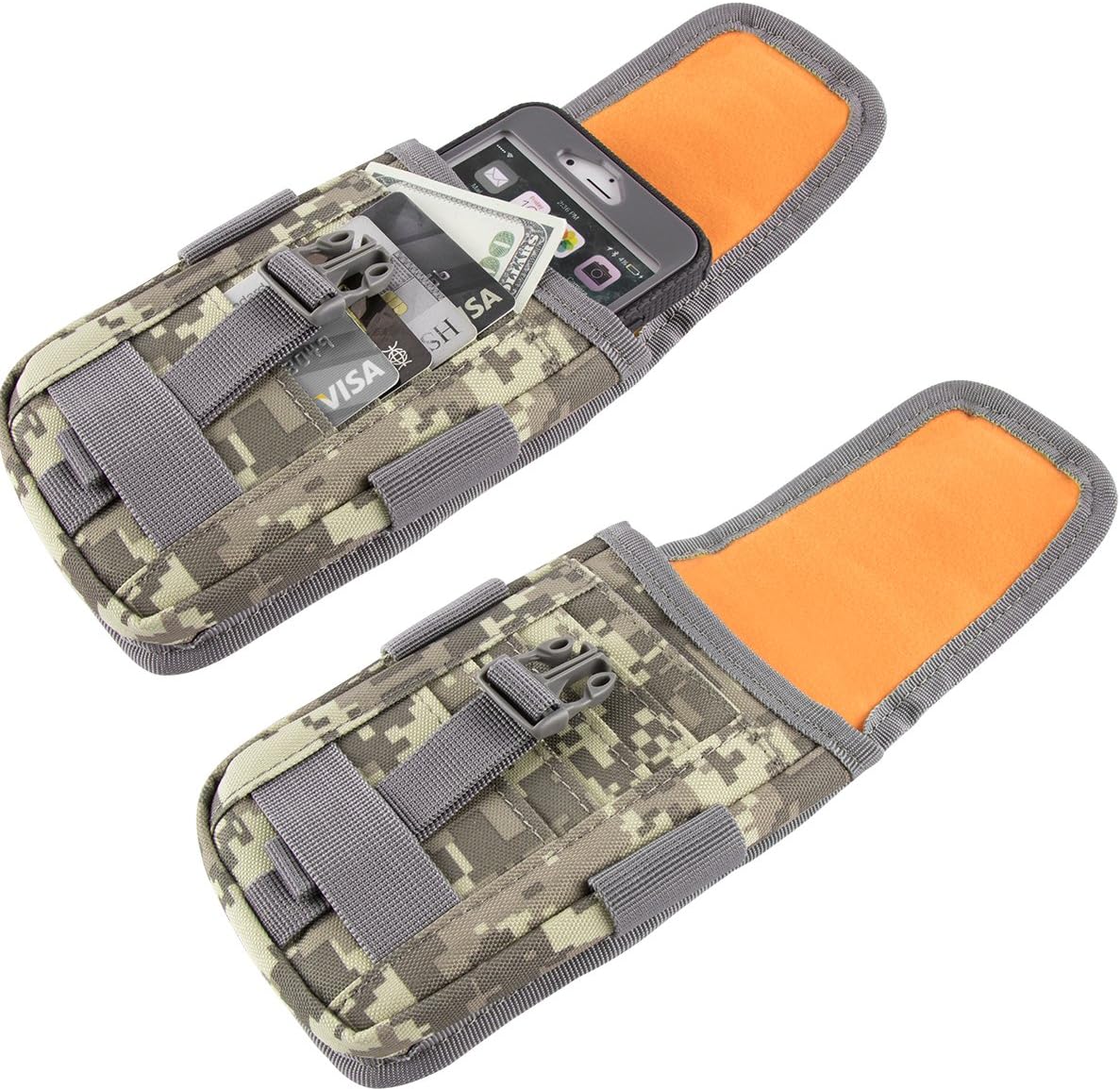 IronSeals Tactical Phone Holster Pouch, Tactical Smartphone Pouches Cellphone Case Molle Gadget Bag Molle Attachment Belt Holder Waist Bag for 4.7"-6.9" with US Flag Patch for iPhone 16 Pro/15 Pro