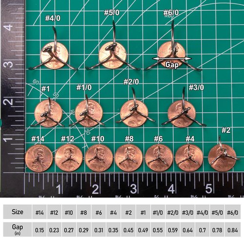 Dr.Fish 30 Pack Fishing Treble Hooks, #14-#6/0, Freshwater & Saltwater, Triple Fishing Hooks for Walleye Catfish Bass Fishing Replacment #14