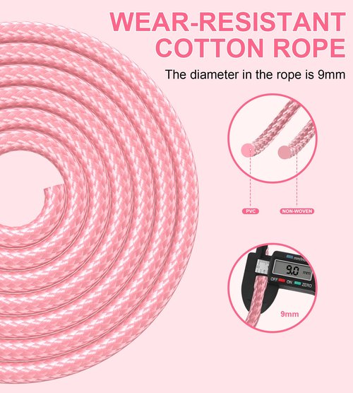 CRHOEIQ Jump Rope for Fitness, Weighted Jumprope for Women Workout, Adjustable Adult Exercise Skipping Rope for Men (Pinks)