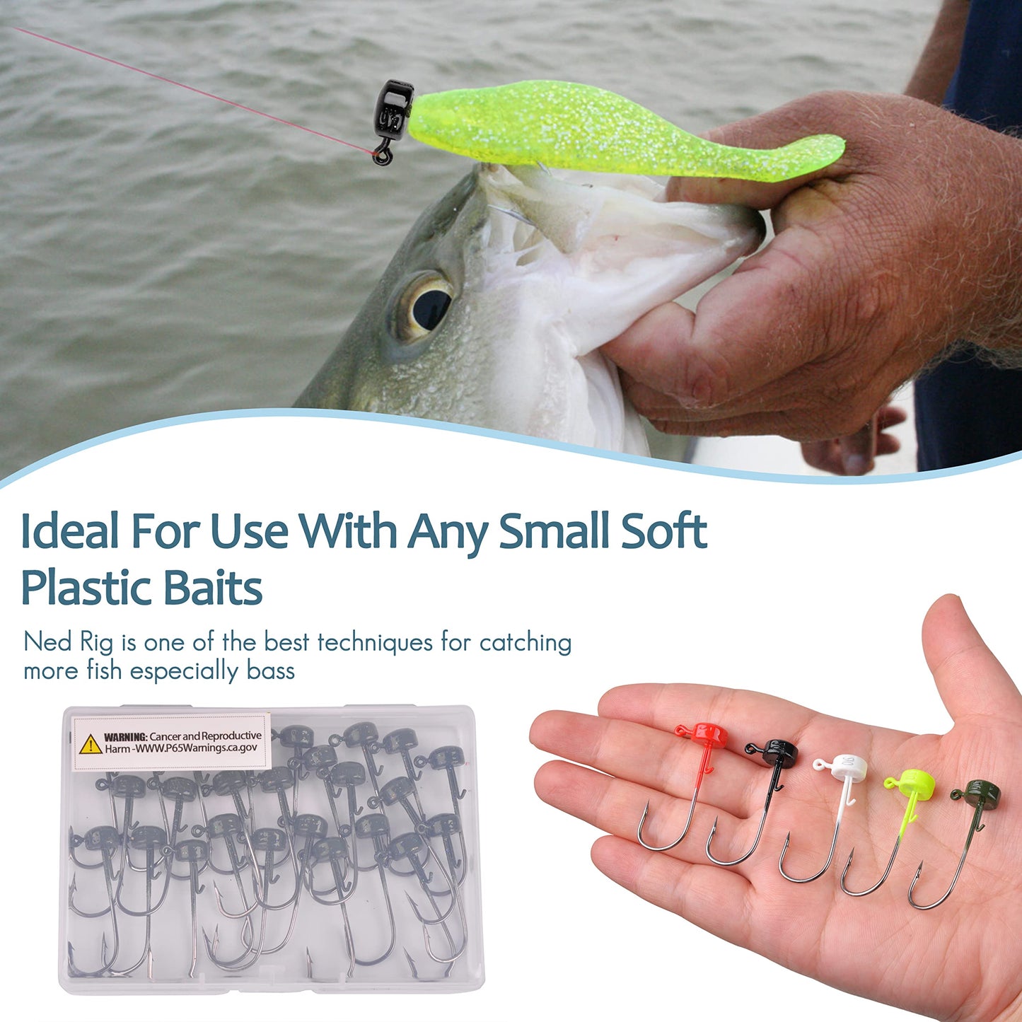 AGOOL Ned Rig Jig Heads Hook-25pcs Finesse Mushroom Shroom Jig Hooks for Soft Lures (1/10oz-25pcs, Green)