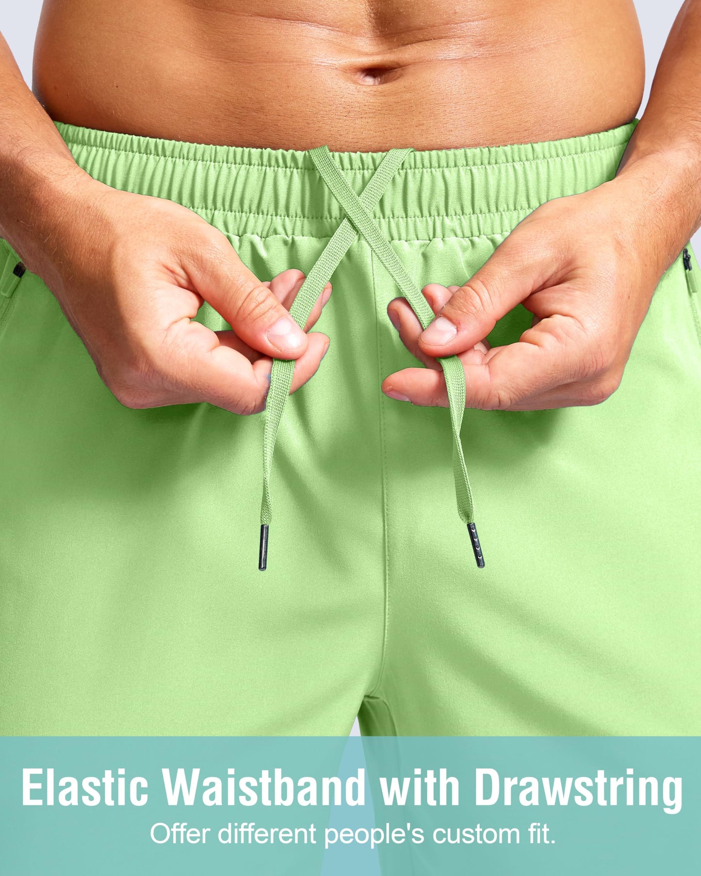 Men's Athletic Running Shorts with Zipper Pockets Quick Dry 7"/ 5"/ 9" Workout Gym Shorts for Basketball Hiking(Mint Moment,5XS)