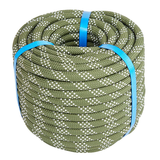 3/8 Inch 120ft Double Braided Polyester Arborist Rope, Heavy Duty Nylon Rope for Anchor, Tree Work, Cargo, Pulling, Sailing(ArmyGreen)