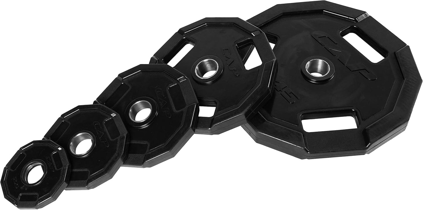 CAP Barbell 12-Sided Rubber Olympic Grip Weight Plates, Black | Multiple Sizes
