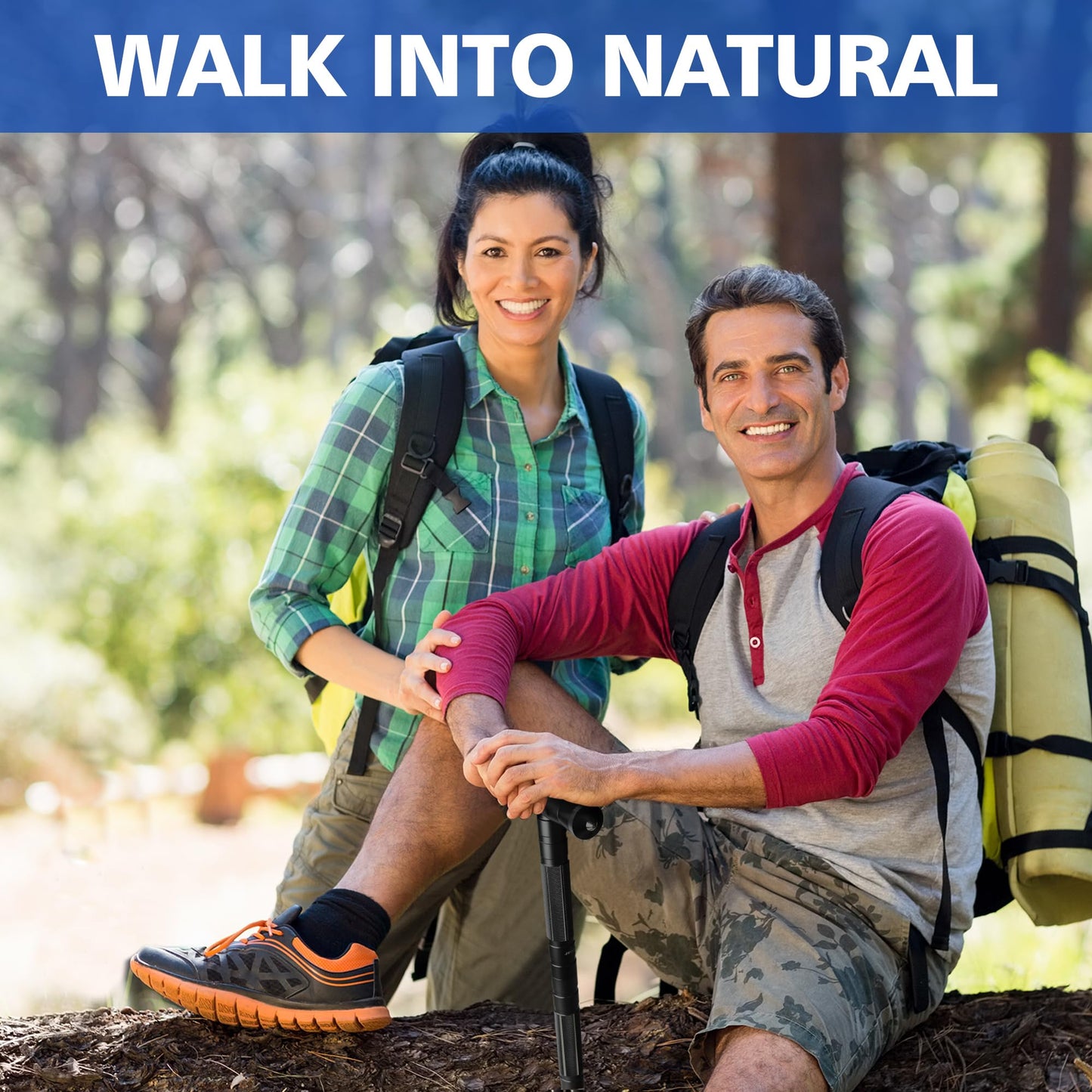 aiGear Hiking Walking Stick 13 in 1 Tactical Walking Staff with 3 Survival Tool Adjustable Outdoor Trekking Poles for Survival Camping Hiking