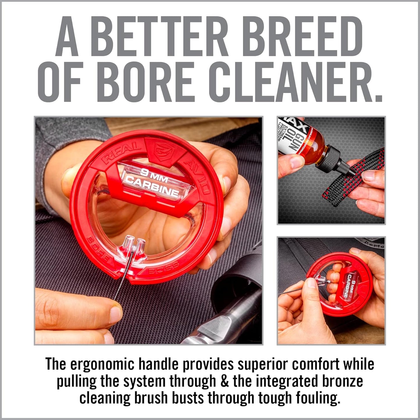 Real Avid Bore Boss Gun Cleaning System - Rapid Pull Through Barrel & Bore Cleaning Cable with Integrated Brush & Mop - Choose Style Below