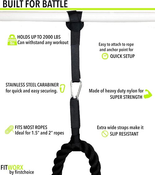 Battle Rope Anchor Strap Kit With Bonus Battle Rope Workout Guide- FitWorx By RadBizz