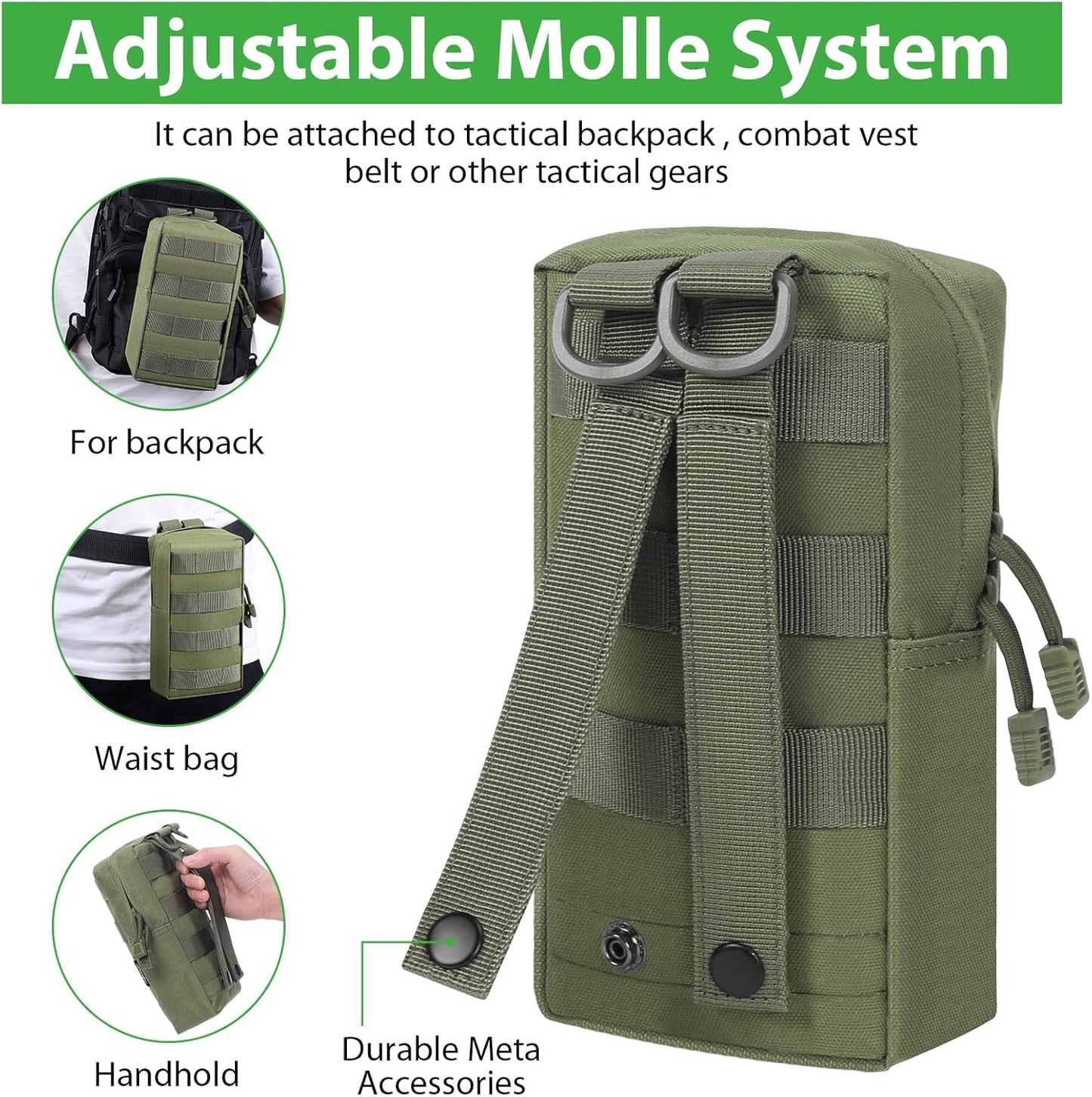 FUNANASUN 2 Pack Molle Pouches Tactical Pouch Small Molle Pouch Compact Water-Resistant EDC Pouch Molle Bag