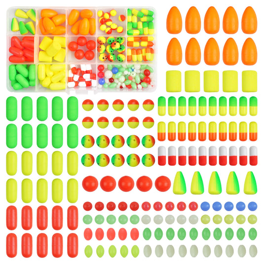 165pcs Pompano Rig Kit, Foam Snell Floats and Beads Surf Fishing Live Bait Walleye Rig Making Accessories or Trout Catfish Walleye