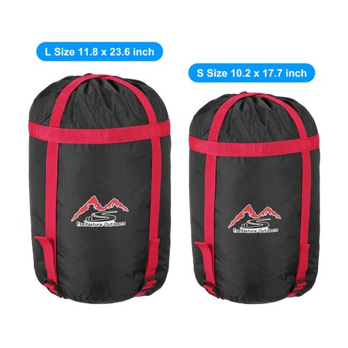 PATIKIL Compression Stuff Sack, 2 Pack S Size Waterproof Sleeping Bag Storage Sack Portable Compression Bag for Backpacking Camping, Black Red