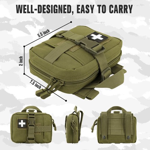 ZZY Tactical EMT Pouch, Upgrade IFAK Tear-Away First Aid Kit Tactical Small Belt First Aid Pouch Molle Medical Pouches for Travel, Outdoor Hiking, Hunting