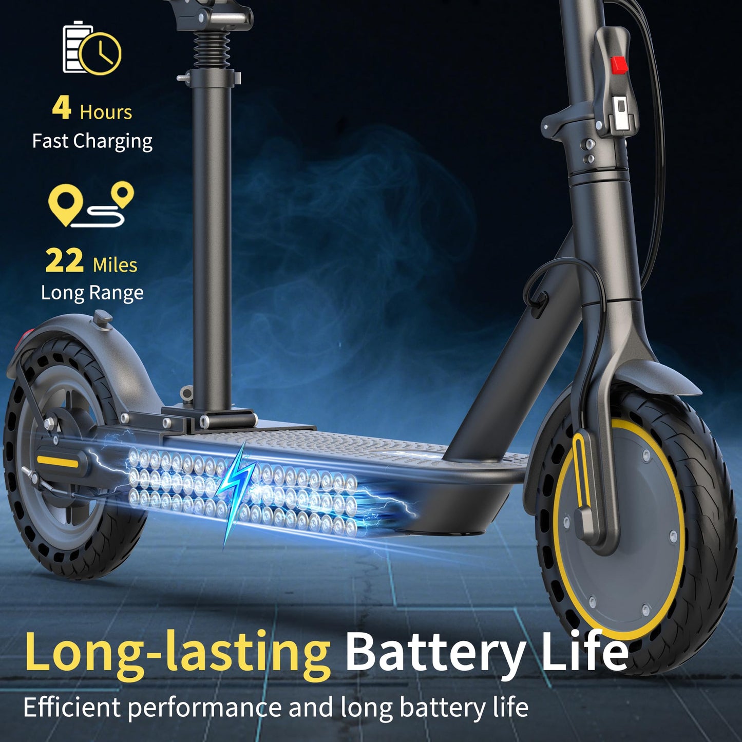 NAVIC Electric Scooter, Folding E Scooter for Adults with Seat, 8.5" Solid Tires, 350W Motor, Max Speed Up to 16MPH, 21 Miles Long-Range, Portable Commuting Scooter with Double Braking, APP