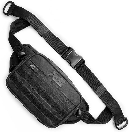 Fitdom Tactical Inspired Large Fanny Pack For Men. Perfect Techwear Accessories EDC Bag For Men. Multi-Functional Waist Pack