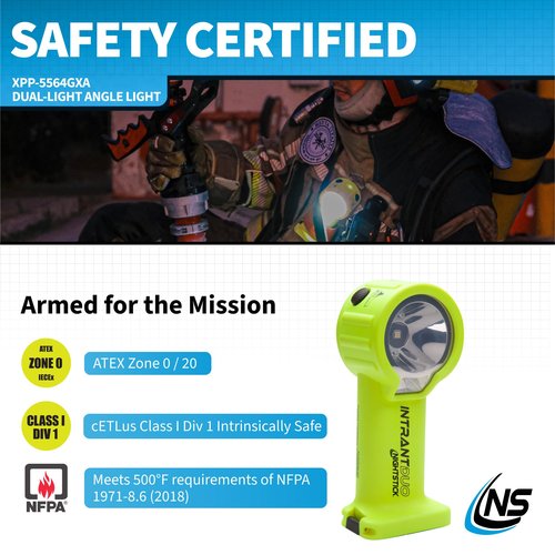 Nightstick XPP-5564GXA Intrant Duo Intrinsically Safe High Lumen Dual-Light Angle Light - 4 AA - Green