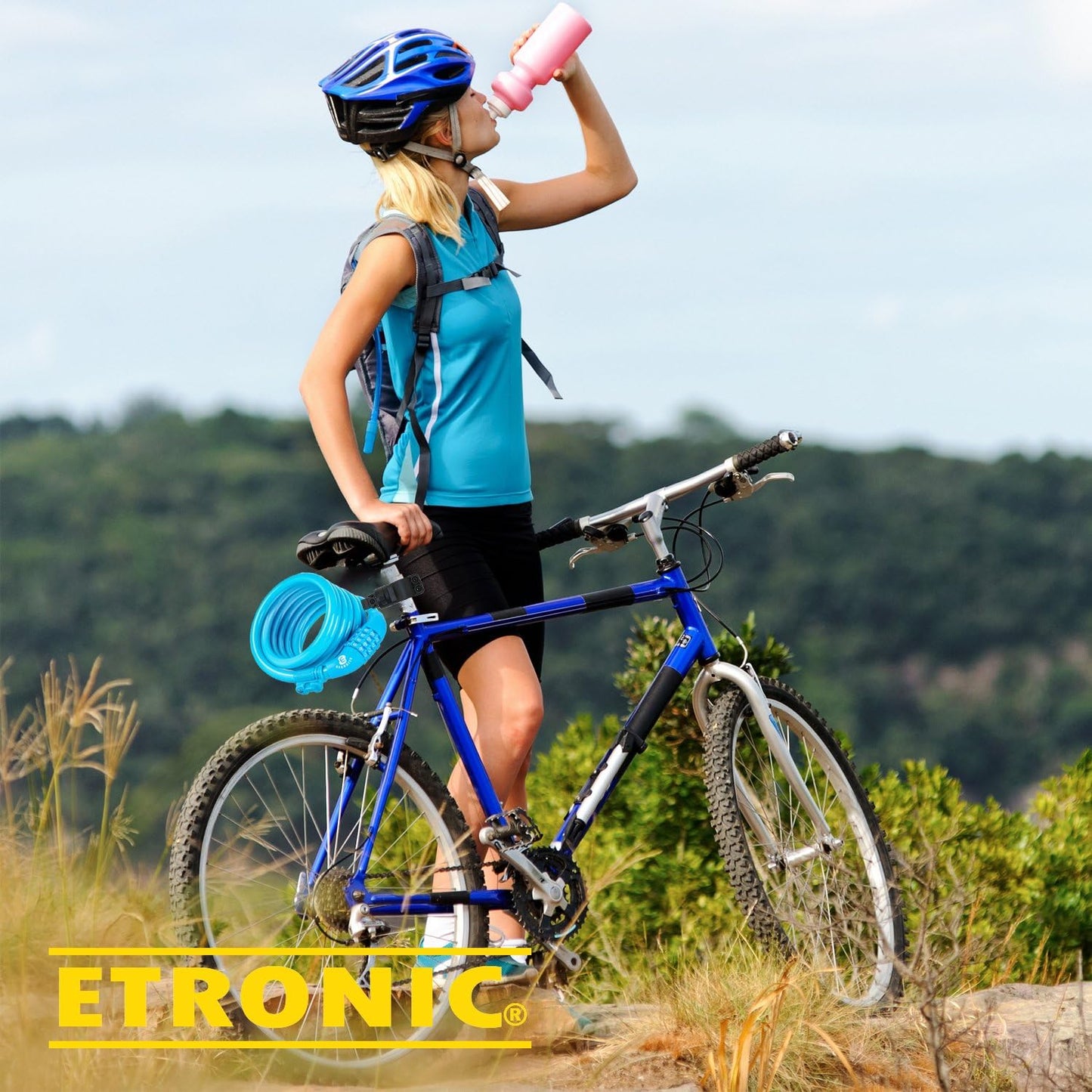Secure Etronic 6ft Coiled Bike Lock - Resettable Combo Lock with Mounting Bracket