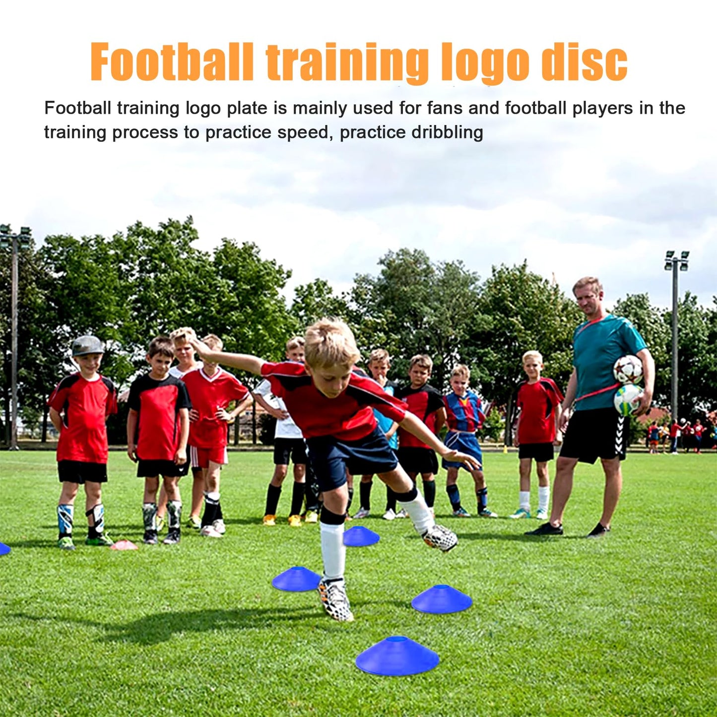 Football Training Equipment | Speed Agility Training Set, Including 1 Agility Ladder, 4 Steel Piles,12 Disc Cones ,1 Resistance Umbrella .| for Athletes/Sports Including Football & Basketball(Blue)