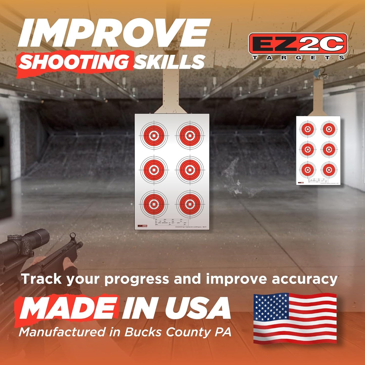 25, 50, 75 Yard Rifle Targets (25 Pack), Long Range Shooting Paper Targets (100 yd), Bullseye Target Style, High Visibility Firearms, Pistol, Airsoft and BB Gun Rifles Target 11" x 17"