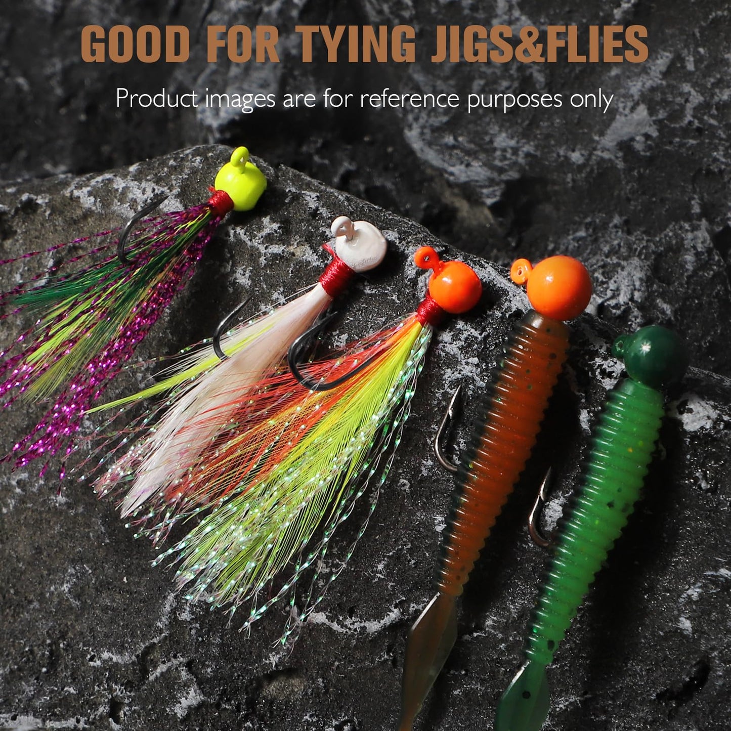 Dovesun 100pcs Fly Tying Jigs Kit, Jig Heads for Fly Fishing 1/64oz Jig Head Fly Fishing Hooks DIY Lure Making Kit Suit for Tying Flies Ice Fishing | Crappie Lures