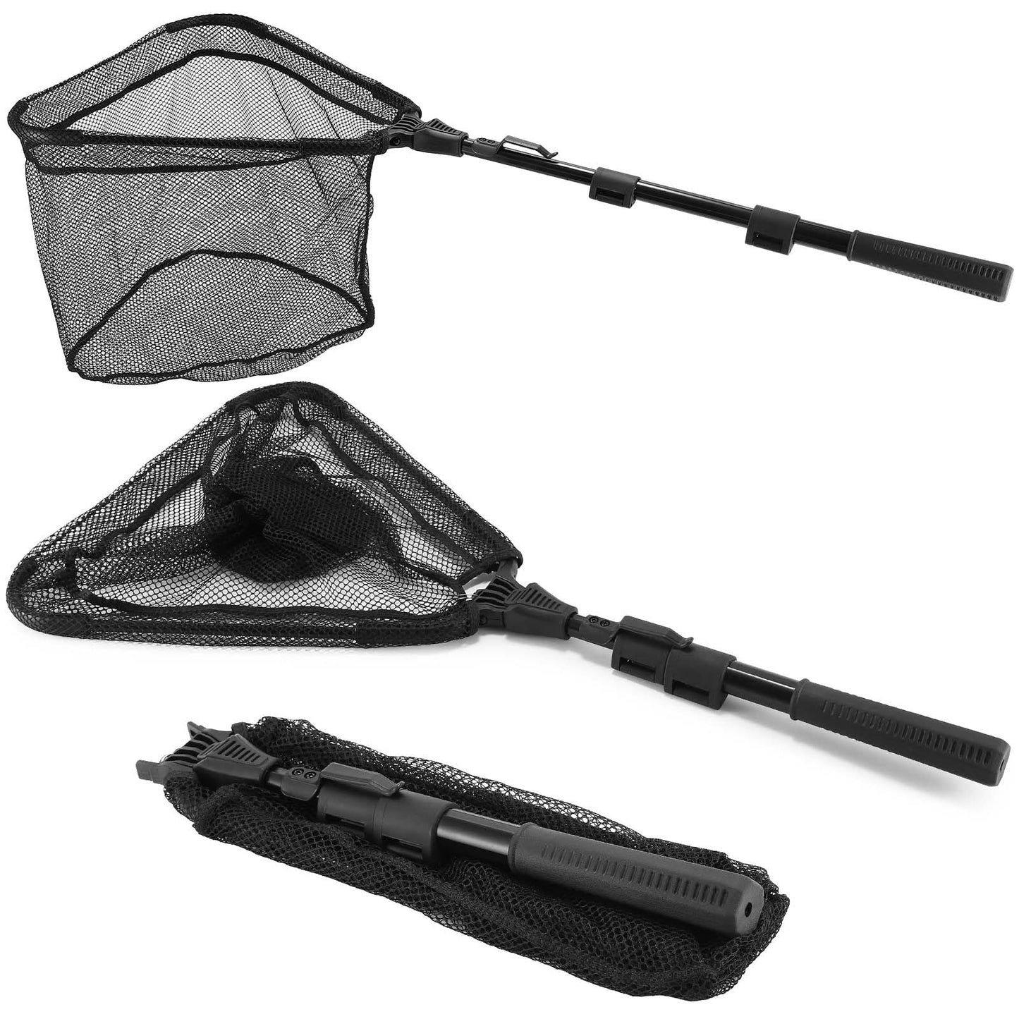 Fishing Net with Handle, Telescoping & Folding Fish Net for Easy Transport & Storage, Durable Freshwater & Saltwater Fishing Gear for Kids & Adults, Compact & Portable Design