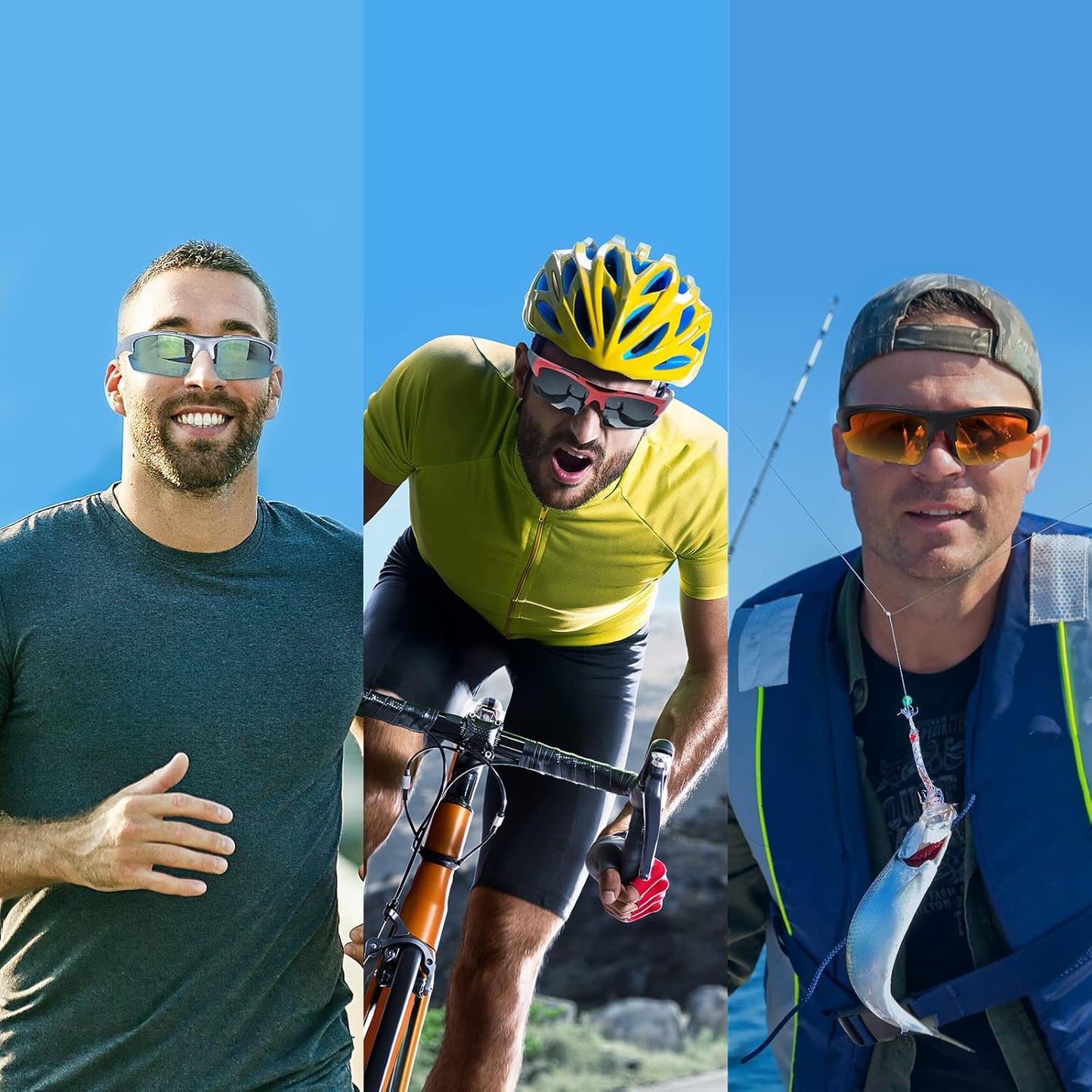 Polarized Sports Sunglasses for Men - Lightweight Tr62 Frame for Fishing, Cycling, Golf & Running