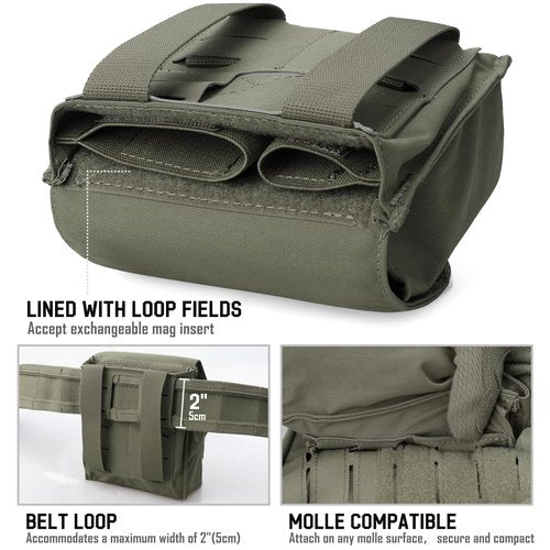 WYNEX Tactical Molle GP Pouch, Utility EDC Pouch with Two Mag Insert Small Tool Pouches Organizer Compact Multi-Purpose Waist Bag for Belt Vest