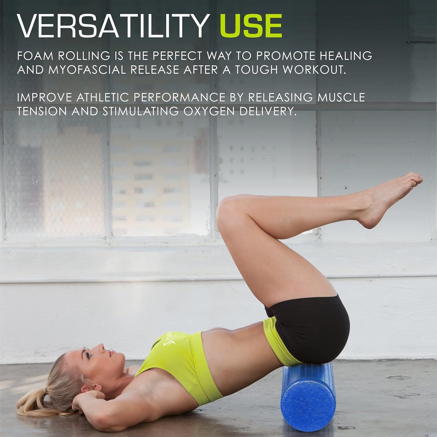 ProsourceFit High Density Foam Rollers 36 - inches Long, Firm Full Body Athletic Massage Tool for Back Stretching, Yoga, Pilates, Post Workout Muscle Recuperation, Black