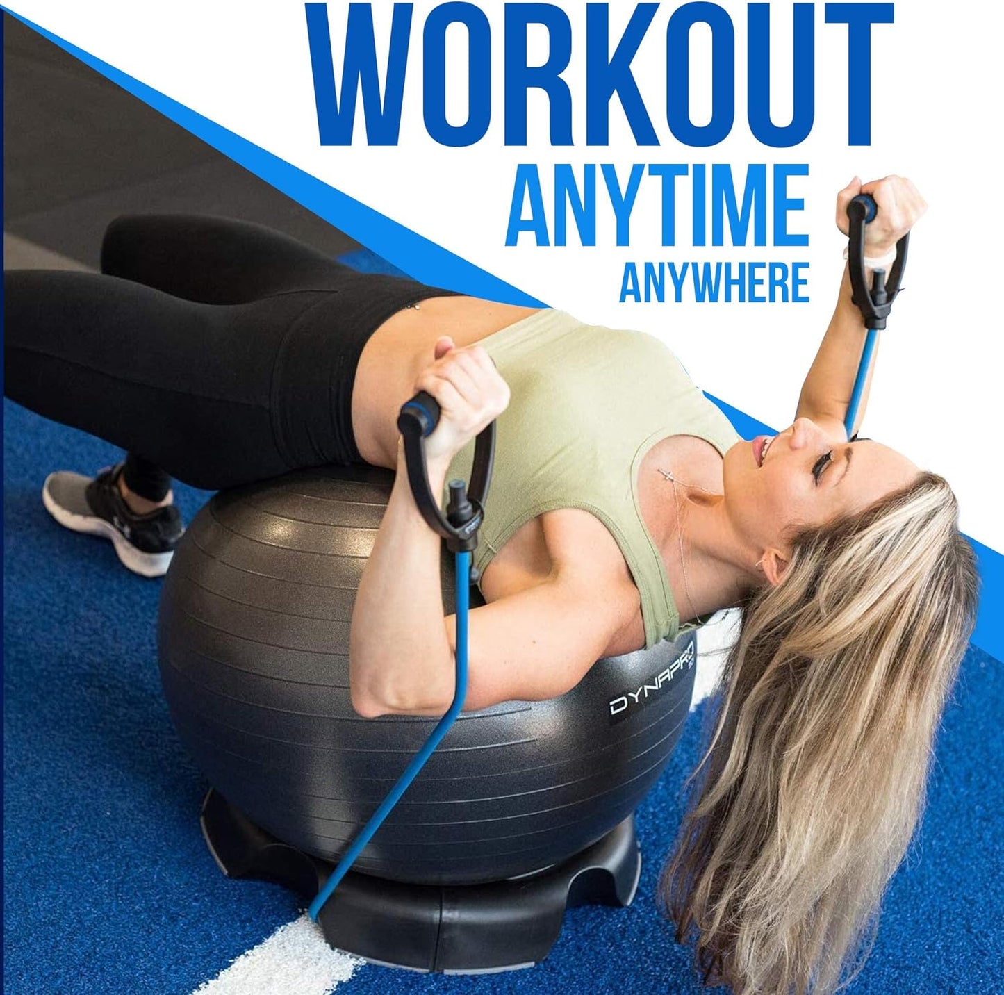 Adjustable DYNAPRO Exercise Resistance Bands with Comfort Handles - Professional Anti-Snap Quality for Workouts & Physical Therapy