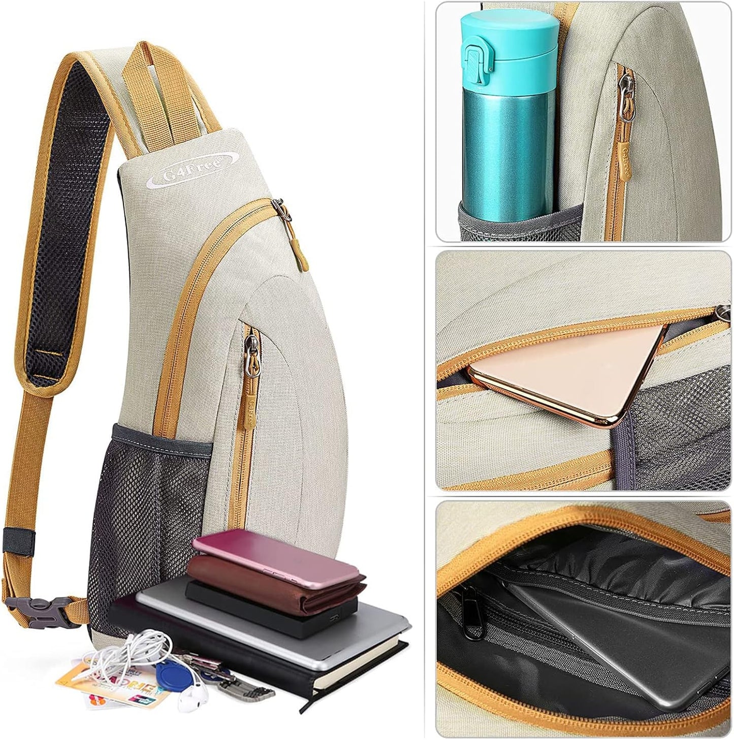 G4Free Sling Bag for Men Women, Small Crossbody Backpack Lightweight Chest Shoulder Bags for Travel, Outdoor and Sports (Black)