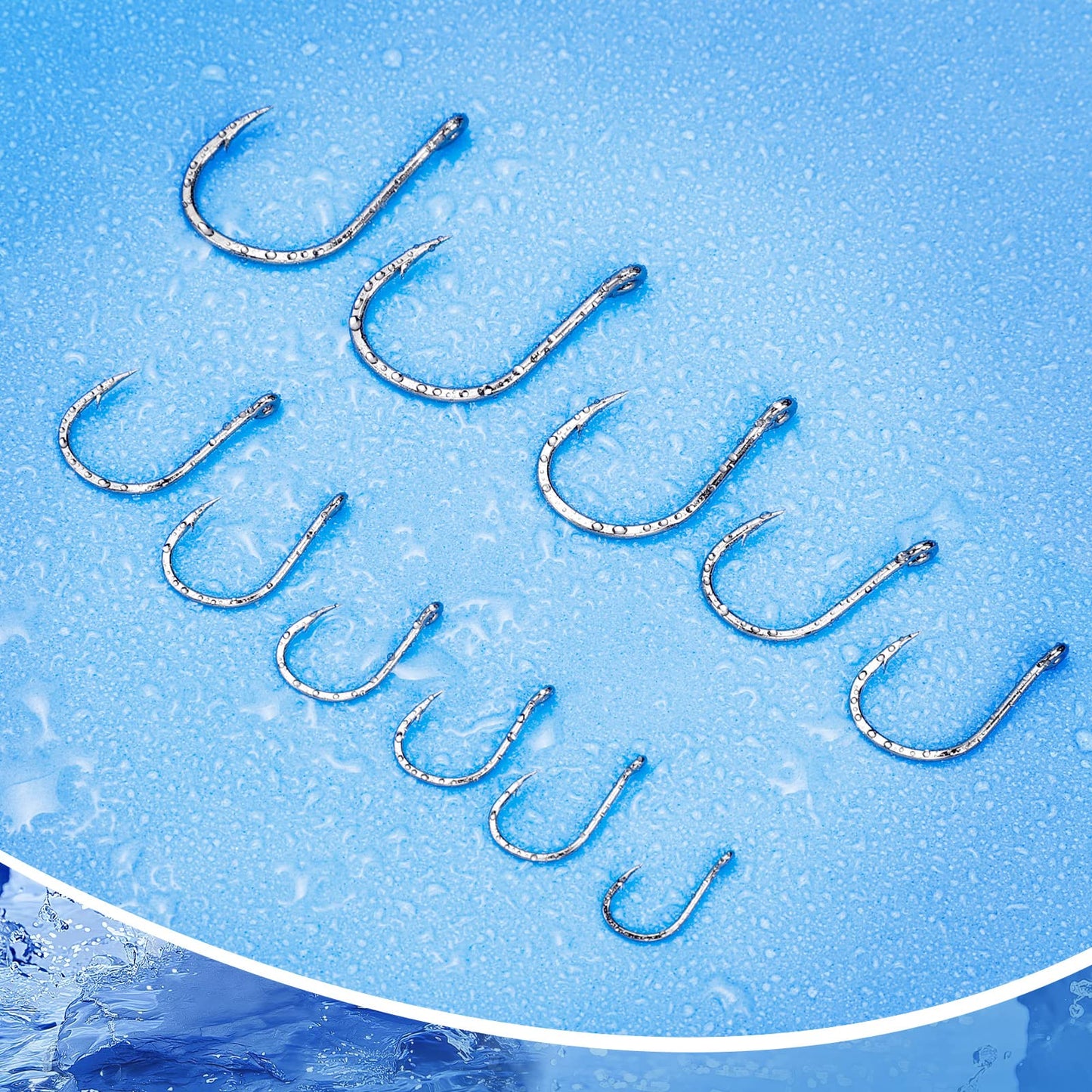 UCEC Octopus Hooks Saltwater Freshwater Fishing Hooks, 400pcs Barbed Catfish Bend Eye Hook High Carbon Steel Various Fish Species Hook Kit - Size 1/0#1#2#3#4#5#6#7#8#9#10#11