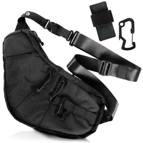 Tactical Daily CCW Sling Bag - Conceal Carry Crossbody with Adjustable Holster EDC Chest Pack, Regular, Black
