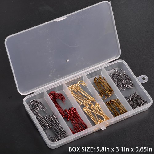 Crappie Panfish Fishing Hooks Aberdeen Hook Set,150pcs Fishing Hooks Long Shank Offset Crappie Hooks Light Wire Fish Hook Carbon Steel Bluegill Hooks Freshwater Bass Catfish Trout Mix Color Small Size