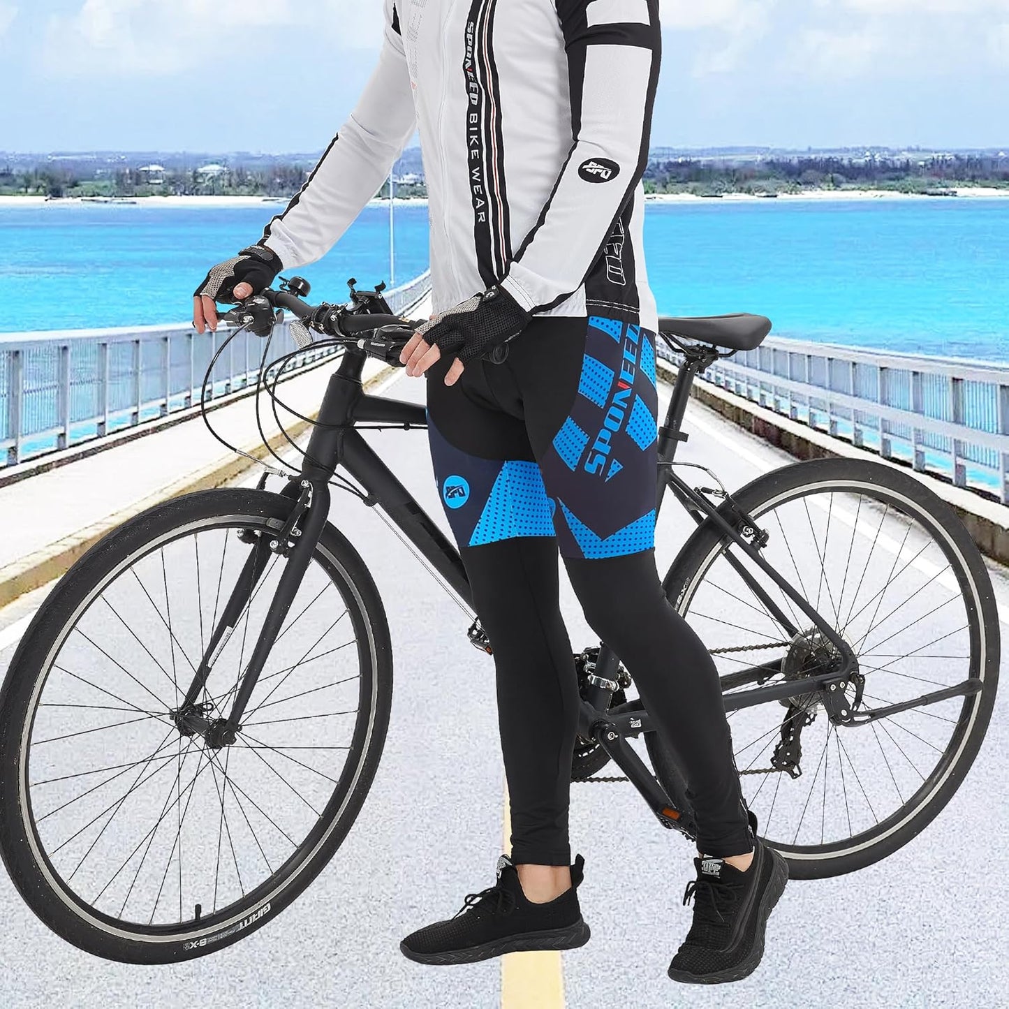 sponeed Men's Bicycle Pants 4D Padded Road Cycling Tights Leggings Outdoor Cyclist Riding Bike Wear
