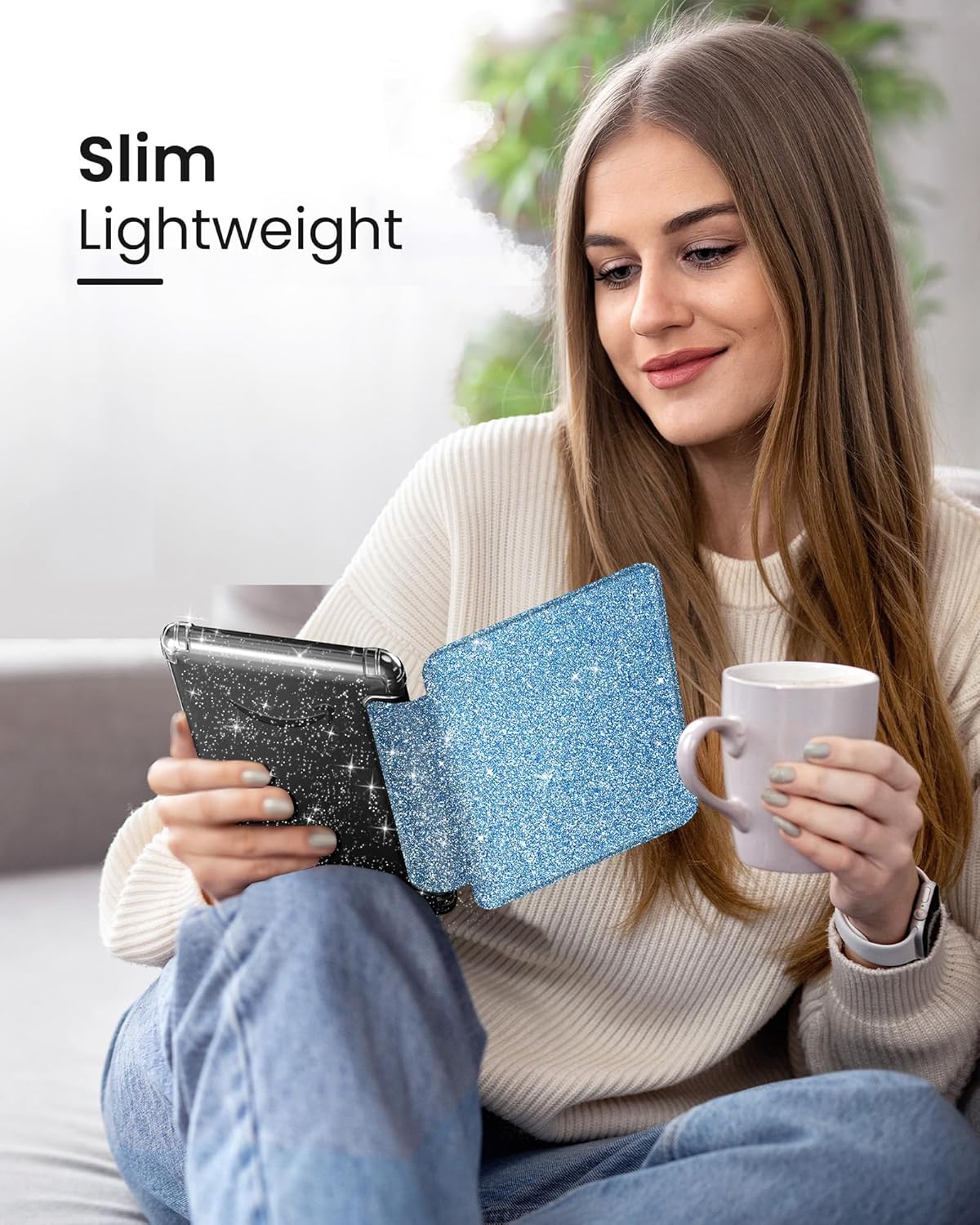 MoKo Case for All-New 7" Kindle Paperwhite 2024 12th Gen&Kindle Colorsoft Signature Edition 2024,Ultra Clear Soft Flexible Glitter TPU Back Cover Light Shell with Auto Wake/Sleep, Glitter Purple