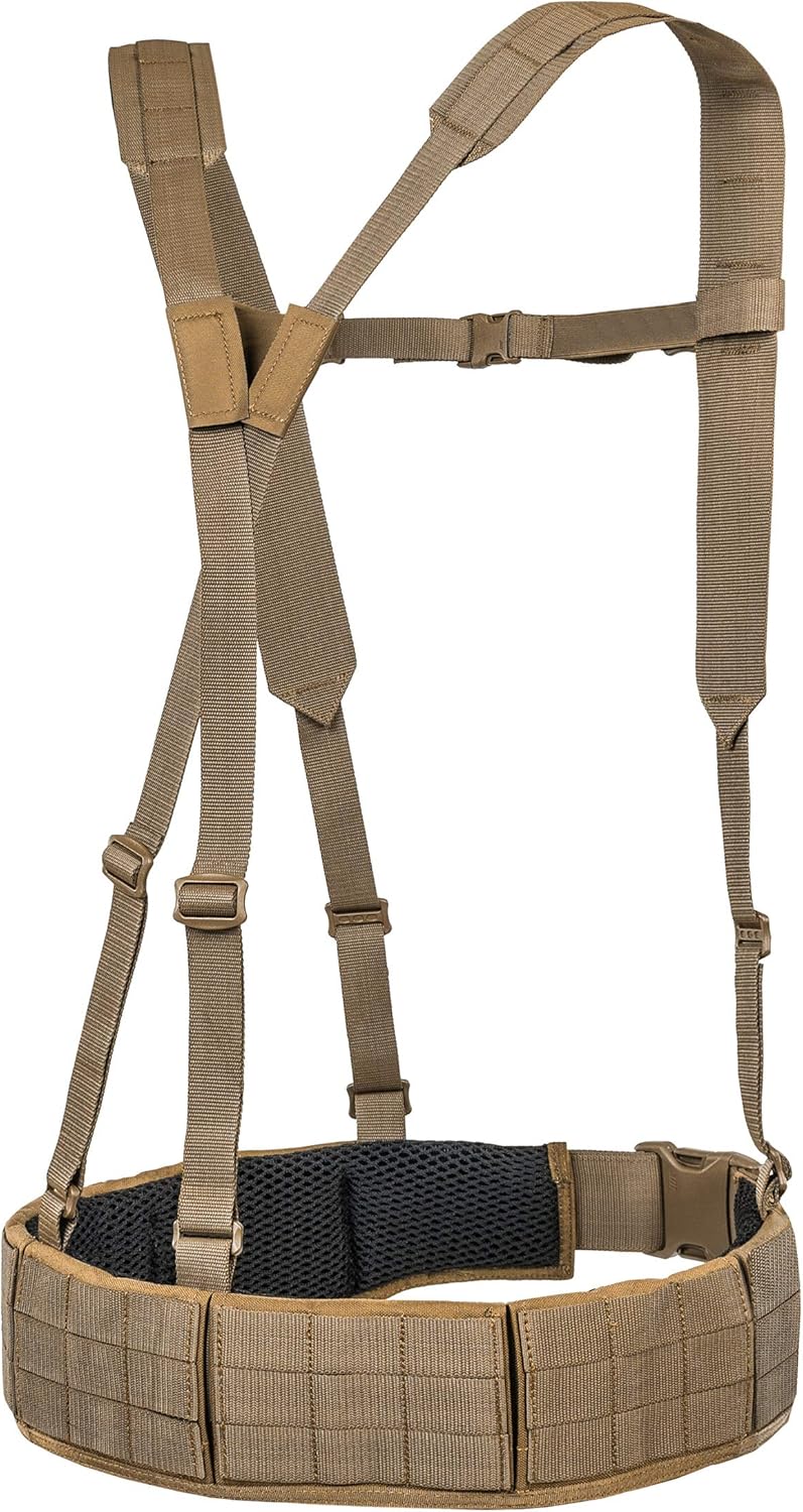 Tasmanian Tiger Warrior Belt MK III, Tactical Battle Belt, MOLLE Webbing, Chest Strap Carrying System, Medium, Coyote (TT-7655-346-M)