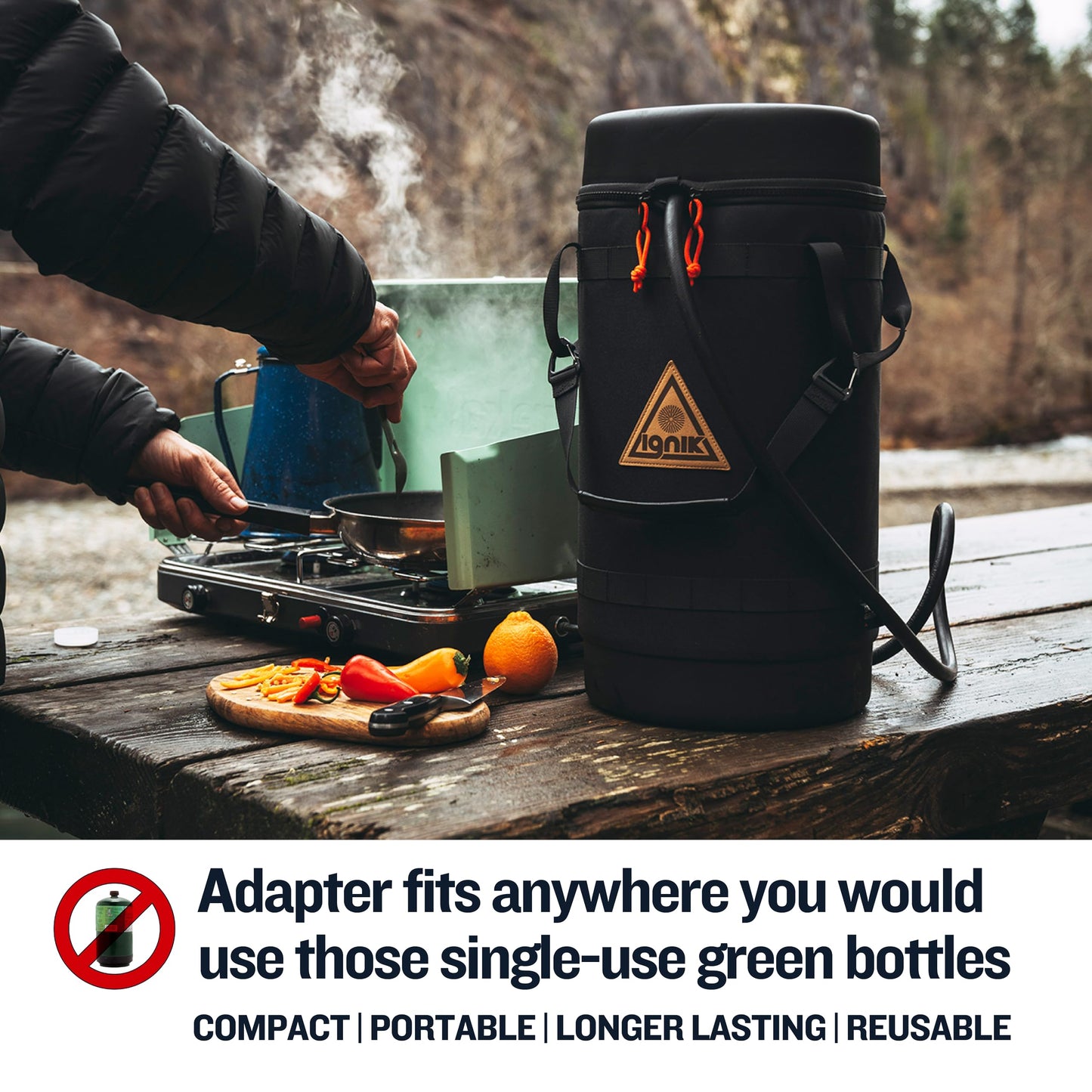 Ignik Refillable Gas Growler X 10-Pound Propane Tank with Carry Case and Adapter Hose, Black Case/Blue Tank