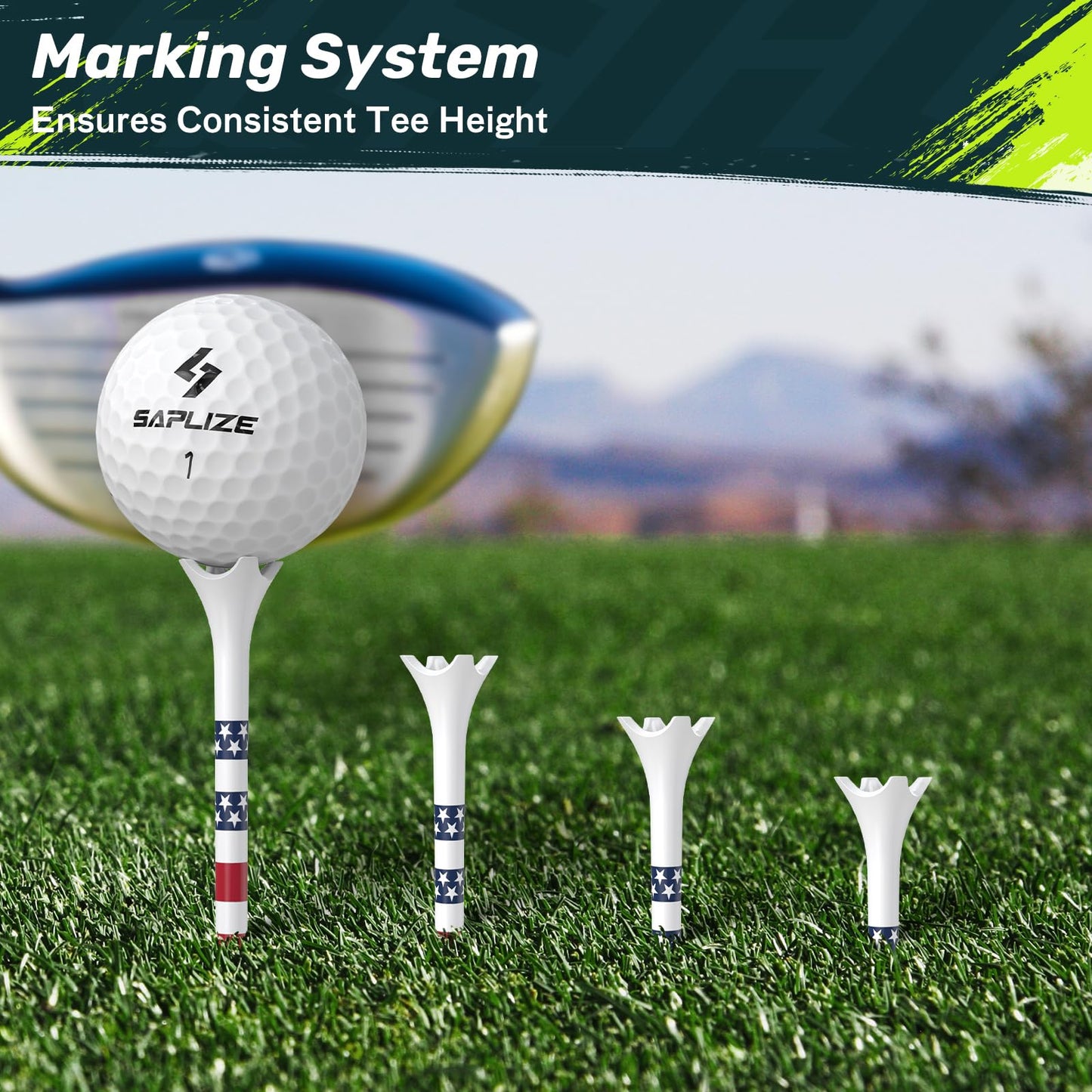 SAPLIZE Professional Plastic Golf Tees, 100/50 Pack (1-1/2'' & 3-1/4''), Engineered to Reduce Friction & Side Spin, Unique Golf Gifts for Golfers
