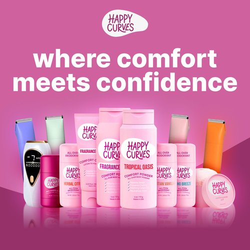 HAPPY CURVES Lotion to Powder Anti Chafing Odor Control Cream for Women: Aluminum-Free Cream for Private Parts, Under Breast, & Body 2.25 Fl Oz (1 Pack, Tropical Oasis)