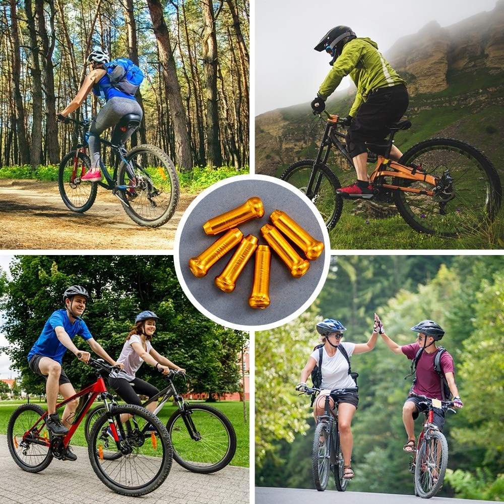 HZJD Bike Cable End Caps, Cable End Crimps, Cable Caps for Bike Shift Alloy, Bicycle Brake Cables End Caps(48PCS), O-Ring Brake Cable Rubber Donuts(6PCS)