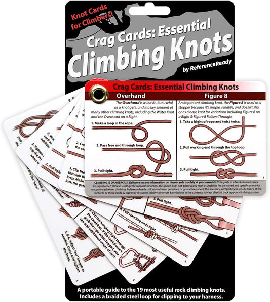Rock Climbing Knots by Crag Cards - Rugged Pocket Guide to 19 Belay, Rappel, Anchor, and Rescue Knots for Rock Climbers