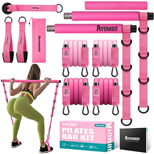 Resistance Bands,Pilates Bar Kit with Resistance Bands, Exercise Bands with Handles for Working Out, Pilates Workout Equipment for Legs, Hip, Waist, Arm, Squats Exercise Equipment for Home Workouts