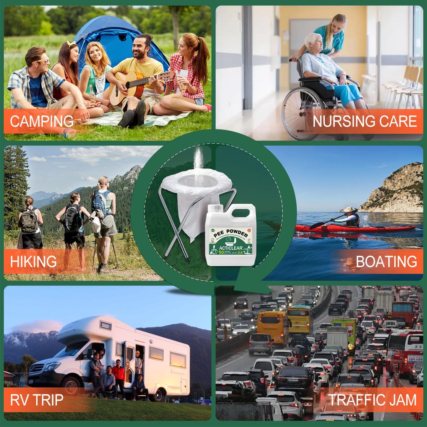 ACTICLEAR Pee Powder Gel - 2lb Rapid 60-Second Absorption & Odor Neutralizer for Portable Toilets, Camping, and Outdoor Essentials