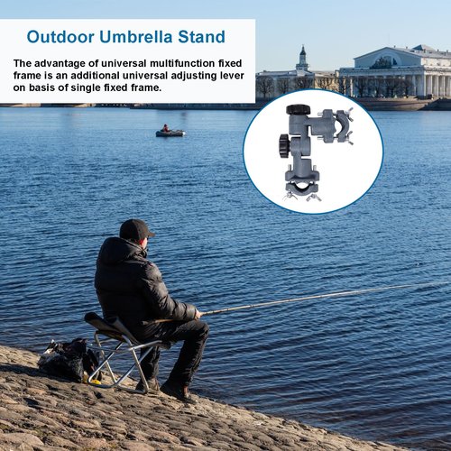 Ragyzity Strong Umbrella Bracket - 360 Degree Rotation, Lures Dish/Flashlight Holder for Fishing, Tank, Chair (2pcs)