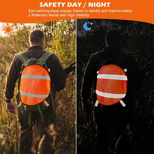 Wenfan 4PCS Blaze Orange Safety Panel with Reflective Strips High Visibility Hunting Panel Lightweight Blaze Orange Panel Hunting Mesh Tent Backpack Cover Safety Panel for Hiking Camping Biking,12"