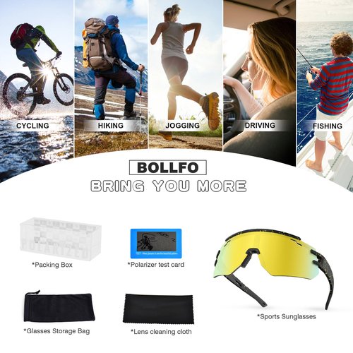 BOLLFO Youth Polarized Sports Sunglasses, UV400 Protection Outdoor Sun Glasses for Men Women Youth Baseball Cycling Driving