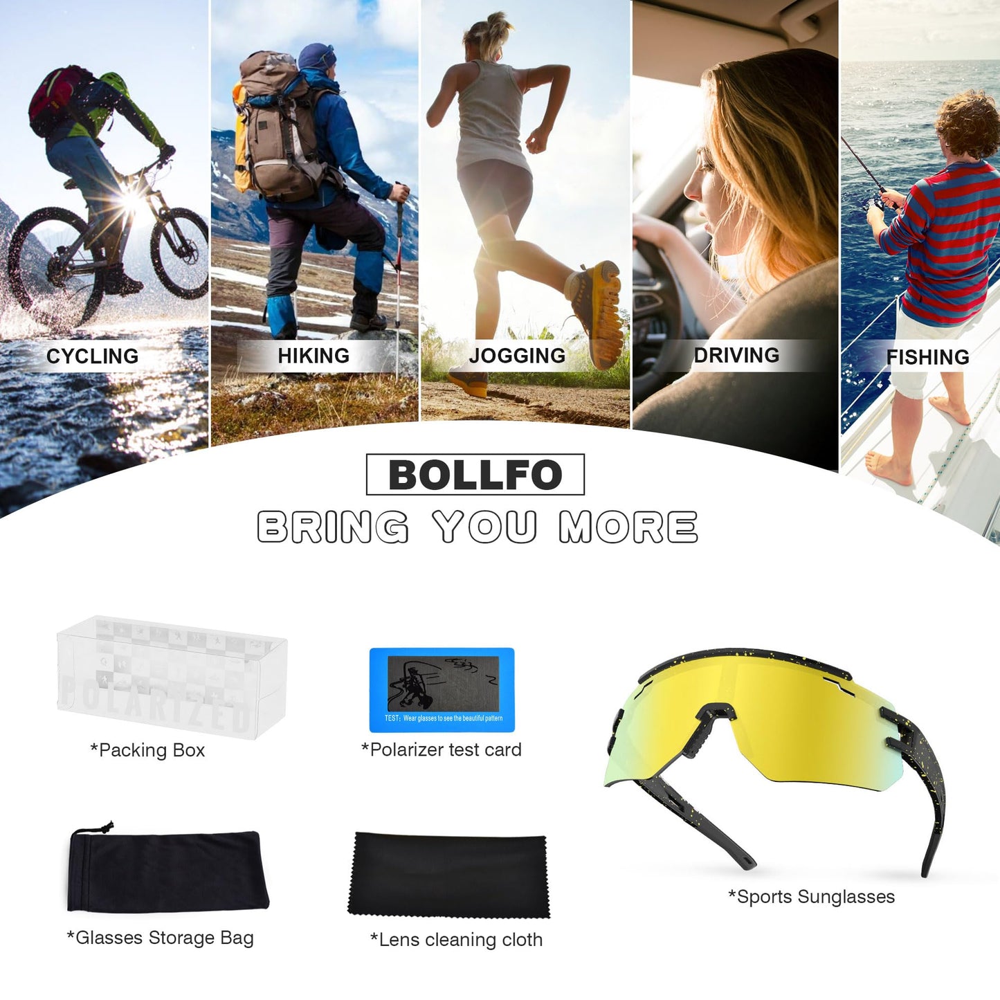 BOLLFO Youth Polarized Sports Sunglasses, UV400 Protection Outdoor Sun Glasses for Men Women Youth Baseball Cycling Driving