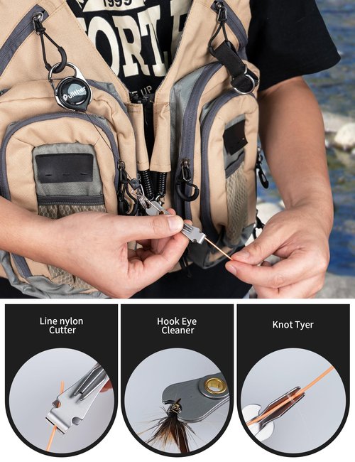 pullther fishing Fishing Knot Tying Tool, Multifunctional Fly Fshing Nippers,3 in 1 Fly Fishing Line Cutter with Retractor