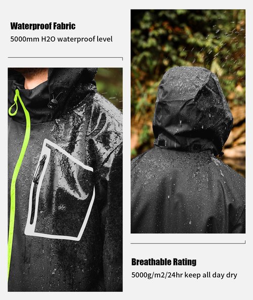SWISSWELL Rain Suit Waterproof Tactical Jacket Hiking Cargo Pants Golf Motorcycle Rain Gear for Men Women Black/Fluorescent Green XL