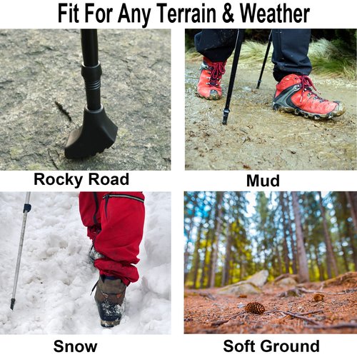HAPLUSTAR Trekking Poles Tips Set - Feet Replacement Rubber Trek Cane Tips Protectors Fit Most Walking Hiking Sticks - 11 mm Diameter