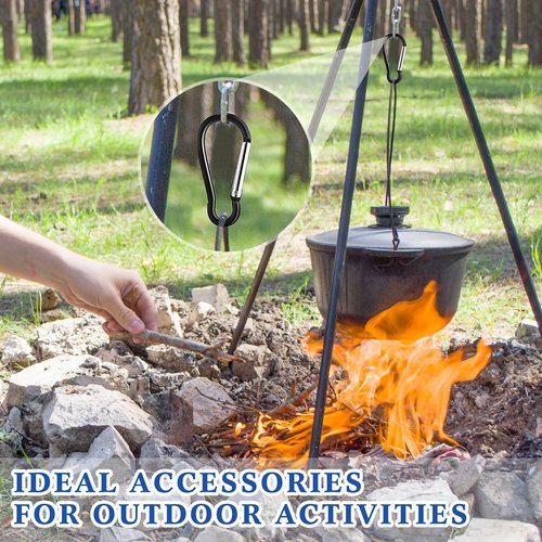 Yaocom 300 Pcs 2" Carabiner Bulk Spring Snap Hooks Bulk Aluminum Alloy Clip Keychain for Hanging Camping Hiking Traveling Fishing Outdoor Activities(Black)