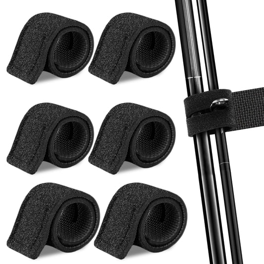 Fishing Rod Straps, 6Pcs Fishing Rod Ties Stretchy Fishing Pole Straps Fishing Rod Wrap Fishing Rod Accessories, Black